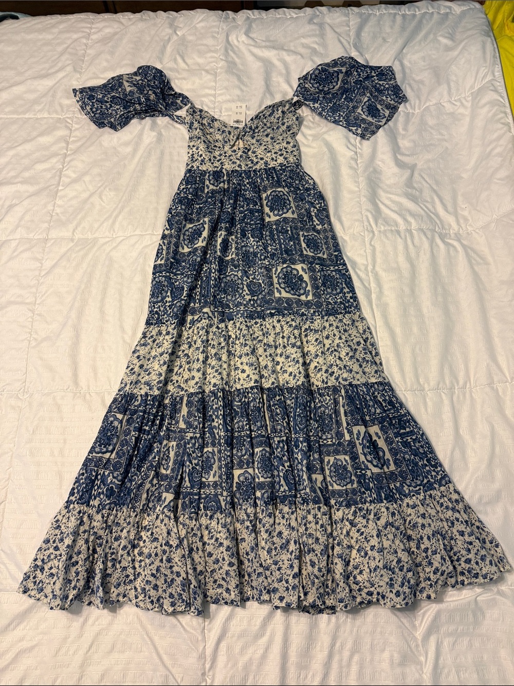Abercrombie & Fitch Blue and White Floral Tiered Maxi Dress NWT